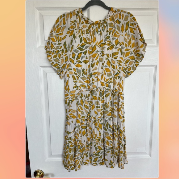 Anthropologie Yellow and White Sundress. Size L - Picture 3 of 3